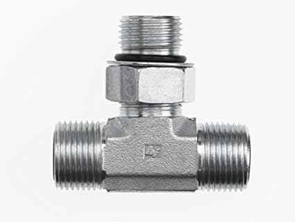 FS6803-04-04-06-NWO-FG by Brennan Inc. | -04 Male Face Seal x -04 Male Face Seal x -06 Male Adjustable O-Ring Boss | Tee | Forged Steel