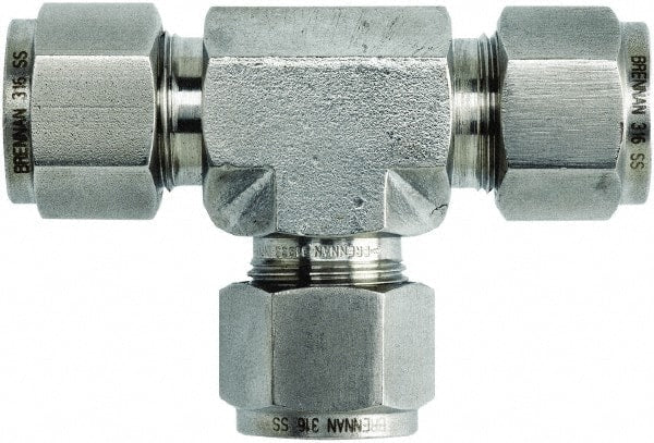 NS2603-16-16-16-SS by Brennan Inc. | -16 Single Ferrule Instrumentation Fitting x -16 Instrumentation Fitting x -16 Instrumentation Fitting | Tee | Stainless Steel