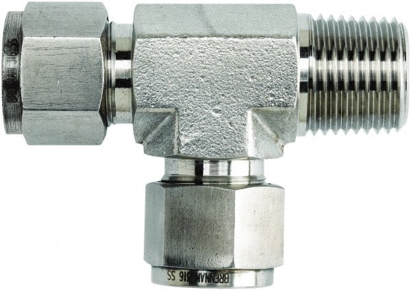 N2605-04-04-04-SS by Brennan Inc. | -04 Instrumentation Fitting x -04 Male NPT Run x -04 Instrumentation Fitting | Tee | Stainless Steel