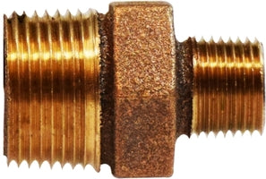 44753 (44-753) by Midland | Reducing Hex Nipple Fitting | 1-1/2" Male Pipe x 1-1/4" Male Pipe | Straight | Bronze