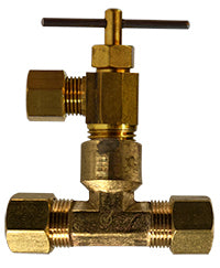 46175LF by Midland | Lead Free Needle Valve | Valve with | 1/4" Compression x 3/8" Compression | Brass