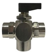 466901 (46-6901) by Midland | Push-In Fitting | 3-Way Panel Mount Mini Ball Valve | 1/4" Female Pipe x 1/4" Female Pipe x 1/4" Female Pipe | Tee | Chrome Plated Brass