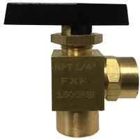 46875 (46-875) by Midland | Industrial Instrumentation Panel Mount Angle Ball Valve | 1/8" Female Pipe x 1/8" Female Pipe | 90° Elbow | Brass
