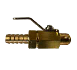 46986 (46-986) by Midland | Marine Fitting | Mini Ball Valve with Stainless Steel Handle and Nut | 5/16" Hose Barb x 1/4" Male Pipe | Straight | Brass