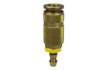 14A6L by Coilhose | CoilFlow™ Six Ball ARO Interchange Coupler | Automatic | 1/4" Body Size | 3/8" Lock-on Hose Barb | Straight | Brass (Type 14A)