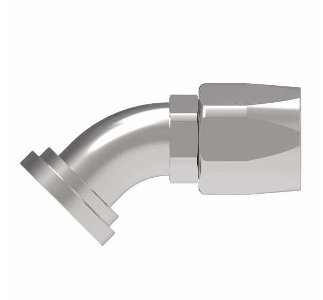 4777-20S Aeroquip by Danfoss | SAE Code 61 Split Flange 45° Elbow (SAE J518) 100R5 Reusable Hose Fitting | -20 Code 61 Split Flange x -20 Reusable Hose End | Steel