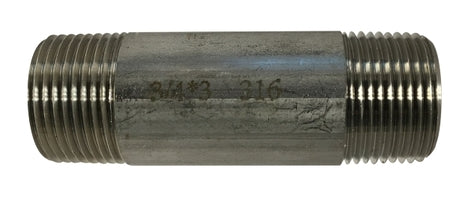 48091 (48-091) by Midland | Schedule 40 Welded Nipple | 3/4" Diameter x 7" Length | Straight | 304 Stainless Steel