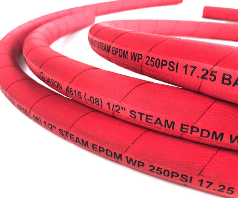 4816-0075-150 by Jason Industrial | 4816 Series | Steam Hose | EPDM | 3/4" ID | 1.26" OD | 250 PSI | Red | 150ft
