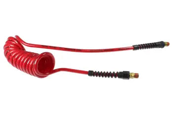 PU14-25B-R by Coilhose | Flexcoil Air Hose | 1/4" Hose ID x 3/8" Hose OD | 1/4" Male NPT Swivel Strain Relief Fittings | Red | Polyurethane | 25ft