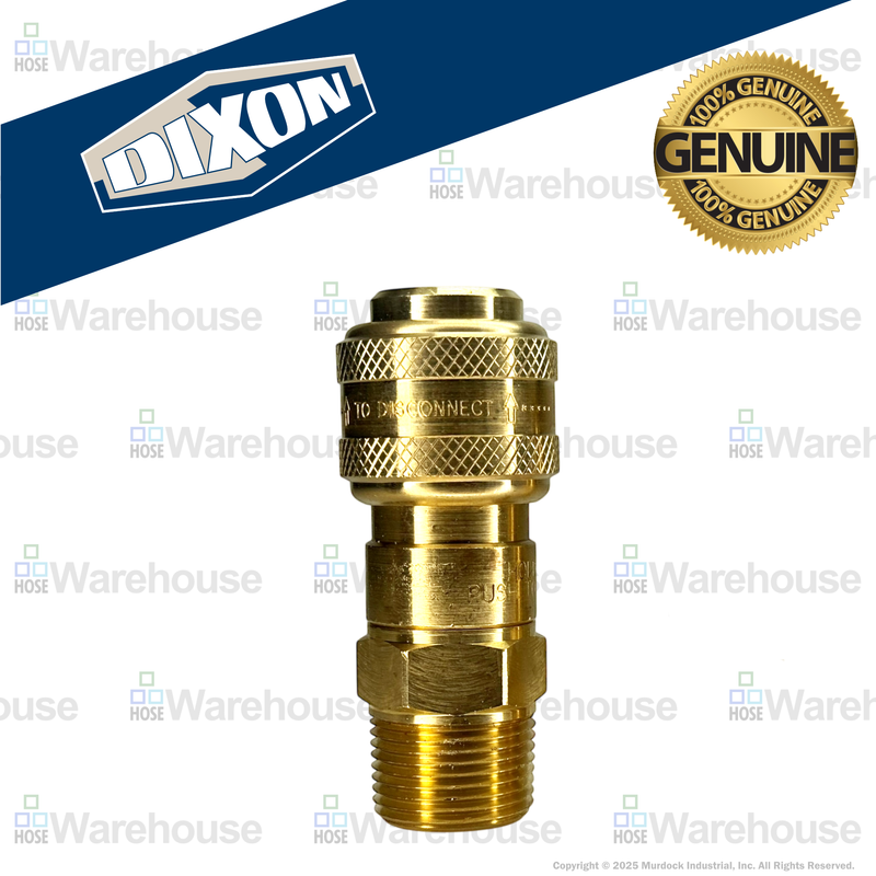 4DM6-B by Dixon Valve | Pneumatic Quick Disconnect Coupling | D-Series | 3/4" Male NPTF x 1/2" Automatic Industrial Interchange | Socket | Nitrile Seal | Brass