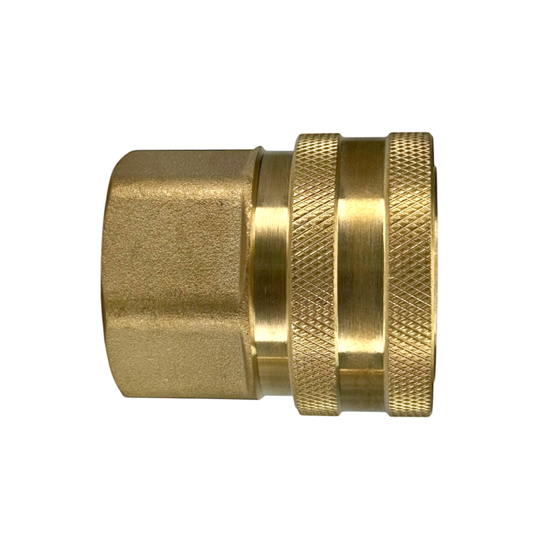 4EF4-B by Dixon Valve | Hydraulic Quick Disconnect Coupling | E-Series | 1/2" Female NPTF x 1/2" Straight-Through Interchange | Socket | Nitrile Seal | Brass