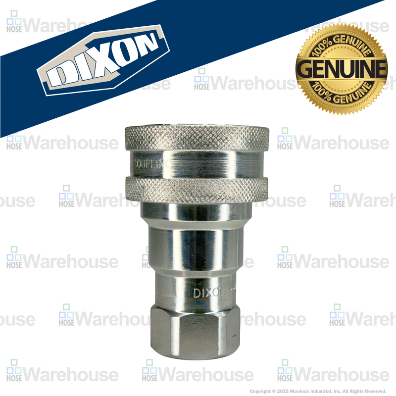 4HF4 by Dixon Valve | Hydraulic Quick Disconnect Coupling | H-Series | 1/2" Female NPTF x 1/2" ISO-B Interchange | Socket | Nitrile Seal | Steel