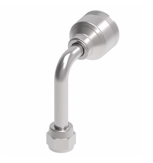 4SA8FJC8 Aeroquip by Danfoss | 4 Wire 4S Female JIC 37° Swivel 90° Long Drop Elbow (FJC) Crimp Fitting | -08 Female JIC 37° Swivel x -08 Hose Barb | Steel