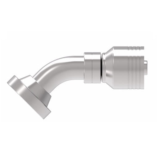 4S12FHA8 Aeroquip by Danfoss | 4 Wire 4S SAE Code 62 Flange 45° Elbow (FHA) Crimp Fitting | -12 Code 62 Flange x -08 Hose Barb | Steel