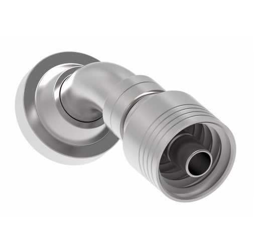 4S12FHA8 Aeroquip by Danfoss | 4 Wire 4S SAE Code 62 Flange 45° Elbow (FHA) Crimp Fitting | -12 Code 62 Flange x -08 Hose Barb | Steel