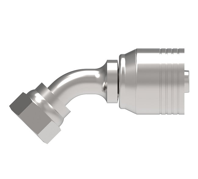 4S12FRA12 Aeroquip by Danfoss | 4 Wire Female ORS Swivel 45° Elbow (FRA) Crimp Fitting | -12 Female O-Ring Face Seal Swivel x -12 Hose Barb | Steel