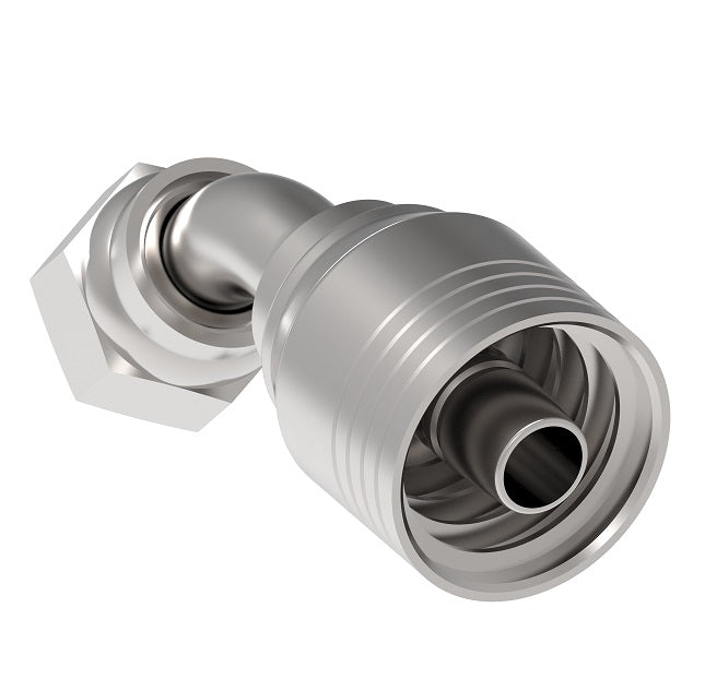 4S12FRA12 Aeroquip by Danfoss | 4 Wire Female ORS Swivel 45° Elbow (FRA) Crimp Fitting | -12 Female O-Ring Face Seal Swivel x -12 Hose Barb | Steel