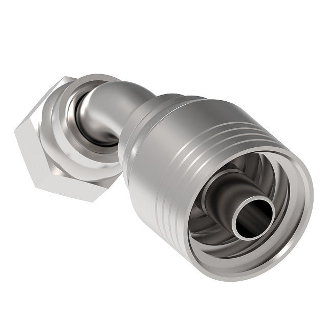 4S8FRA8 Aeroquip by Danfoss | 4 Wire Female ORS Swivel 45° Elbow (FRA) Crimp Fitting | -08 Female O-Ring Face Seal Swivel x -08 Hose Barb | Steel