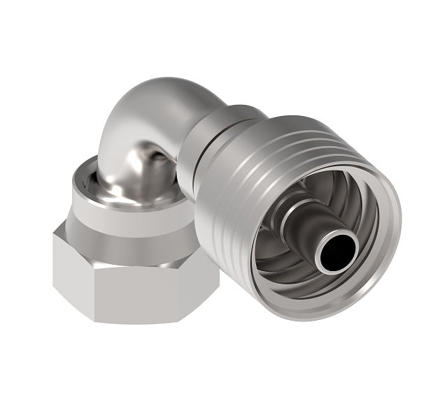 4S12FRB10 Aeroquip by Danfoss | 4 Wire Female ORS Swivel 90° Elbow (FRB) Crimp Fitting | -12 Female O-Ring Face Seal Swivel x -10 Hose Barb | Steel