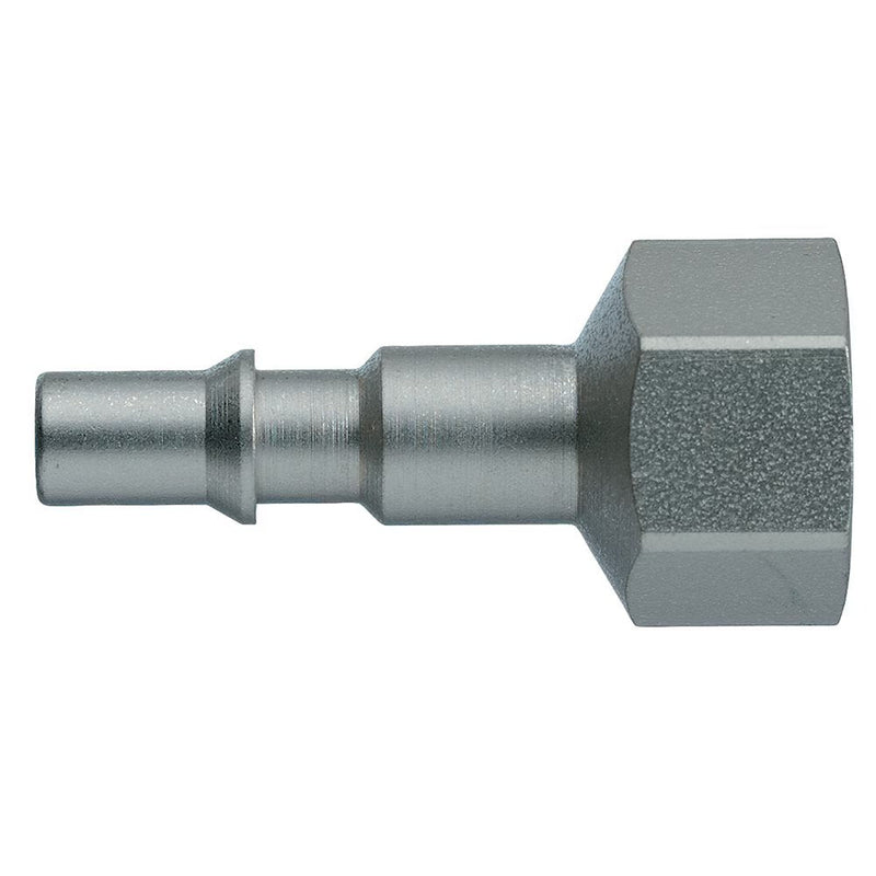 9086 18 13 by Parker | Legris Plug Quick Disconnect | 1/4" Female BSPP Thread | 17 mm Hex | 43 mm Length | Straight | Nickel-Plated Steel