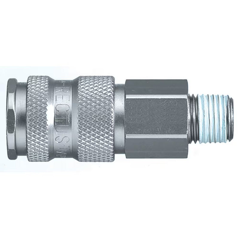 9201 25 17 by Parker | Legris Coupler Quick Disconnect | 3/8" Male BSPP Thread | 19 mm Hex | 58 mm Length | Straight | Nickel-Plated Brass/Steel