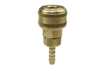 156A by Coilhose | Coilflow™ Automatic Industrial Interchange Coupler | 1/4" Body Size | 3/8" Hose Barb | Straight | Brass (Type 15)