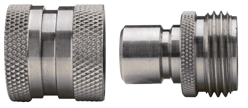 500QCKSS by Dixon Valve | Garden Hose Quick Disconnect Coupling | 3/4" Male GHT x 3/4" Female GHT | Complete Assembly | Unvalved | 303 Stainless Steel