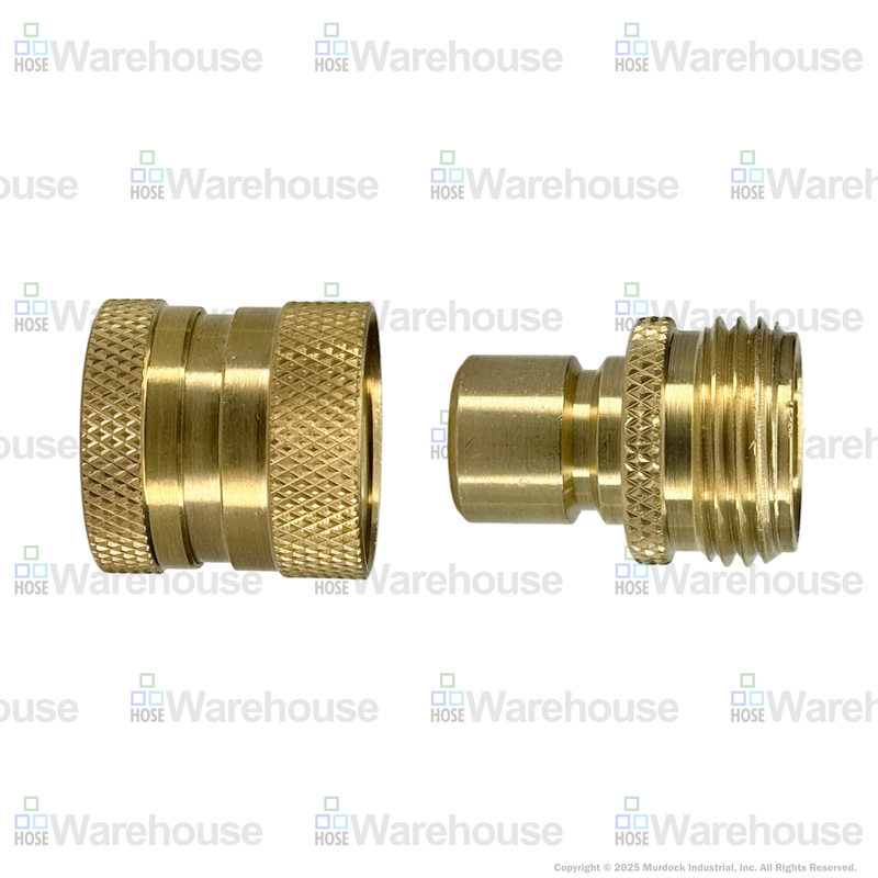 500QCK by Dixon Valve | Garden Hose Quick Disconnect Coupling | 3/4" Male GHT x 3/4" Female GHT | Complete Assembly | Unvalved | Brass