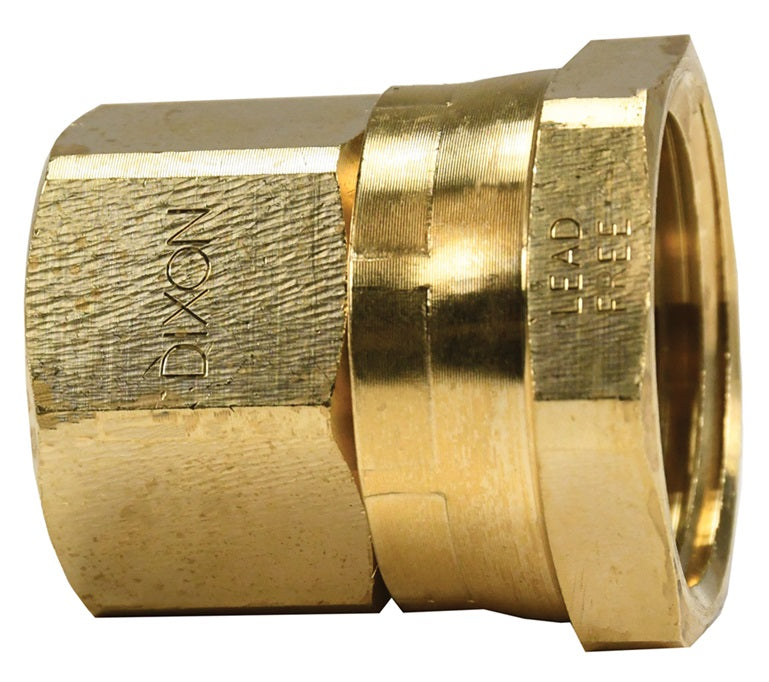 5021208CLF by Dixon Valve | Garden Hose Adapter | 3/4" Female GHT Swivel x 1/2" Female NPTF | Lead-Free Brass
