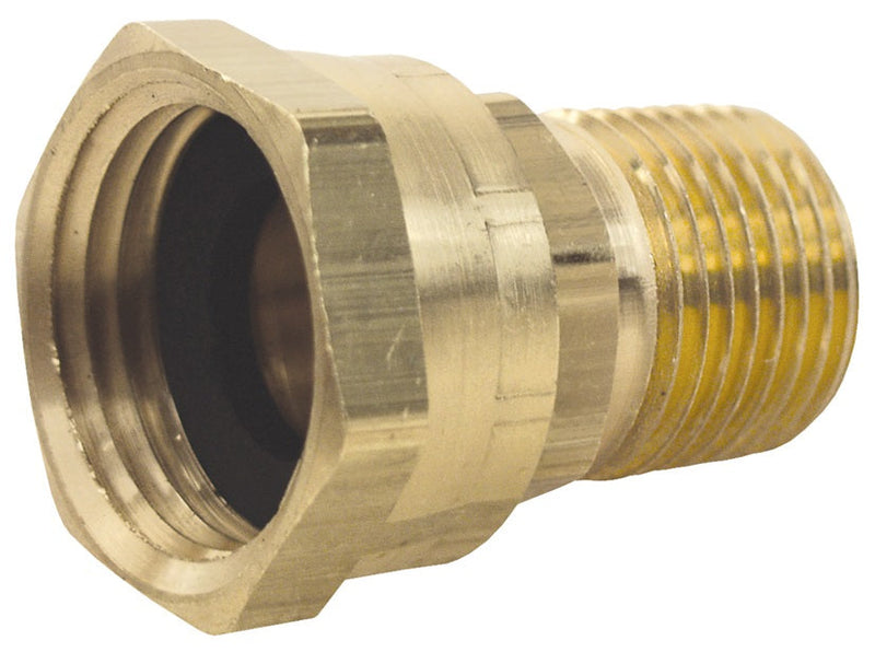 5041206C by Dixon Valve | Garden Hose Adapter | 3/4" Female GHT Swivel x 3/8" Male NPTF | Brass