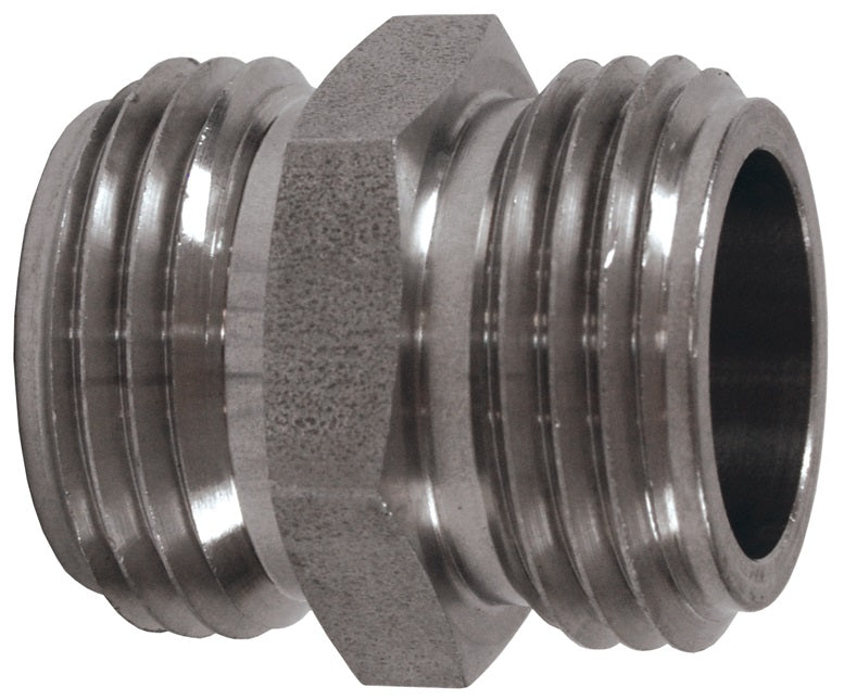 5091212SS by Dixon Valve | Garden Hose Adapter | 3/4" Male GHT x 3/4" Male GHT | 303 Stainless Steel