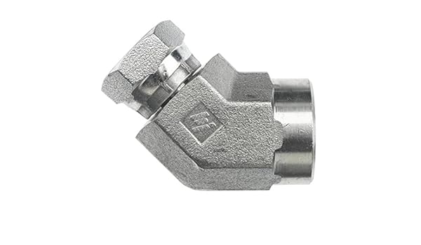 1504-08-06-FG by Brennan Inc. | -08 Female Pipe x -06 Female Pipe Swivel | 45° Elbow | Forged Steel