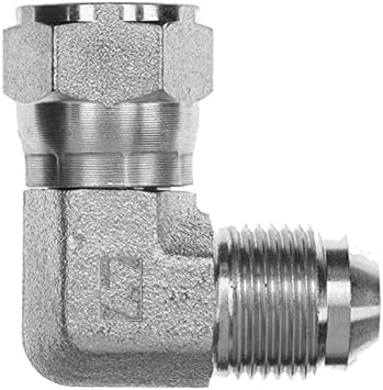 6500-05-05-SS by Brennan Inc. | -05 Male JIC x -05 Female JIC Swivel | 90° Elbow | Stainless Steel