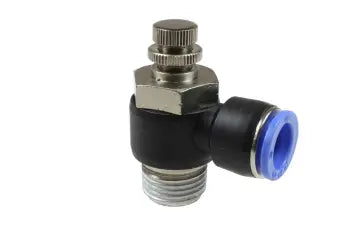 SC690404 by Coilhose | Econolock Speed Control | 1/4" Tube OD | 1/4" Male NPT Thread | 90° Elbow | Nickel-Plated Brass