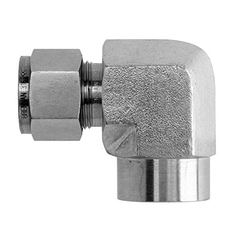 N2502-14-12-SS by Brennan Inc. | -14 Instrumentation Fitting x -12 Female NPT | 90° Elbow | Stainless Steel