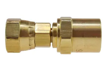 RF050904 by Coilhose | Hose Fitting | 5/16" Hose ID | 9/16" Hose OD | 1/4" Female NPT Thread | Reusable Female Swivel | Straight | Brass