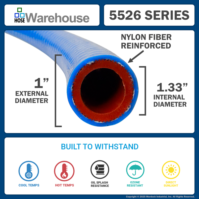 5526-100x25 by FlexFab | Series 5526 | 1-ply Standard Heater Hose | 1.00" ID | 1.33" OD | Blue | 25ft Boxes