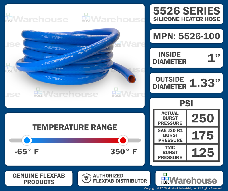 5526-100x50 by FlexFab | Series 5526 | 1-ply Standard Heater Hose | 1.00" ID | 1.33" OD | Blue | 50ft Boxes