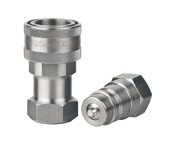 FD56-1001-12-12 Hansen® by Danfoss | Quick Disconnect Coupling | 5600 Series | 3/4" Female NPTF x 3/4" ISO 7241 Type A | Complete Plug and Socket Set | Buna-N Seal | Stainless Steel