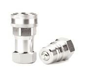 5606-4-4S Hansen® by Danfoss | Quick Disconnect Coupling | 5600 Series | 1/4" Female SAE O-Ring Boss x 7/16" ISO 7241 Type A | Complete Plug and Socket Set | Valved | Buna-N Seal | Carbon Steel