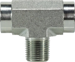 560420 by Midland | Hydraulic Male Pipe Branch Tee | 1-1/4" Female Pipe x 1-1/4" Female Pipe x 1-1/4" Male Pipe | Steel