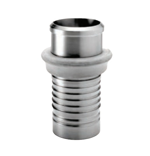 5773010 (30BSFC50) PROGRIP™ by PT-Coupling | Type BSFC50 | Sanitary C50 Crimp Fitting | 3" Bevel Seat Female Body with Bumper x 3" Hose Barb | 304 Stainless Steel