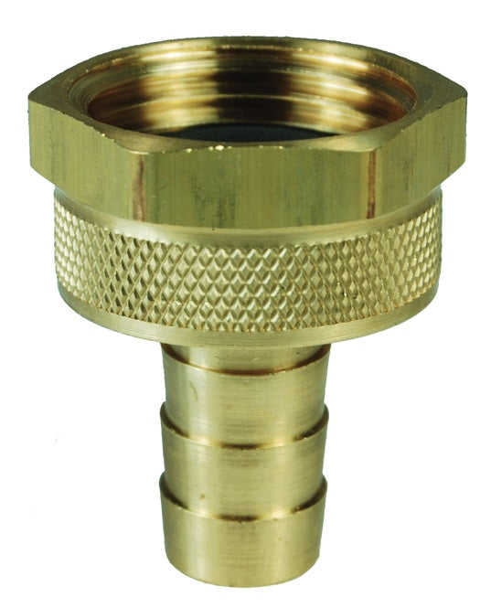 5880812C by Dixon Valve | Short Shank Fitting | Female Swivel | with Hex Nut | 3/4" Female GHT x 1/2" Hose ID | 1" Shank Length | Brass