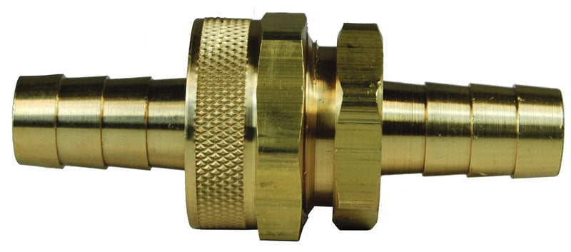 5890808K by Dixon Valve | Short Shank Fitting | Complete Coupling | with Hex Nut | 1/2" Hose ID | 3/4" Male GHT x 3/4" Female GHT | Brass