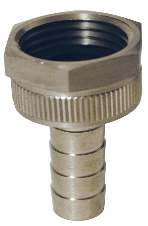 5911212SS by Dixon Valve | Standard Shank Fitting | with Swivel Nut | Female Fitting | 3/4" Female GHT x 3/4" Hose ID | 303 Stainless Steel