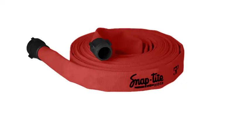 5P30X50R25N by Snap-Tite | 5P Series | Single Jacket Fire Hose Assembly with EPDM Liner | 3" Hose I.D. | 2-1/2" Male NH x 2-1/2" Female NH Couplings | 250 PSI | Red Dura-Cote | 50ft Length