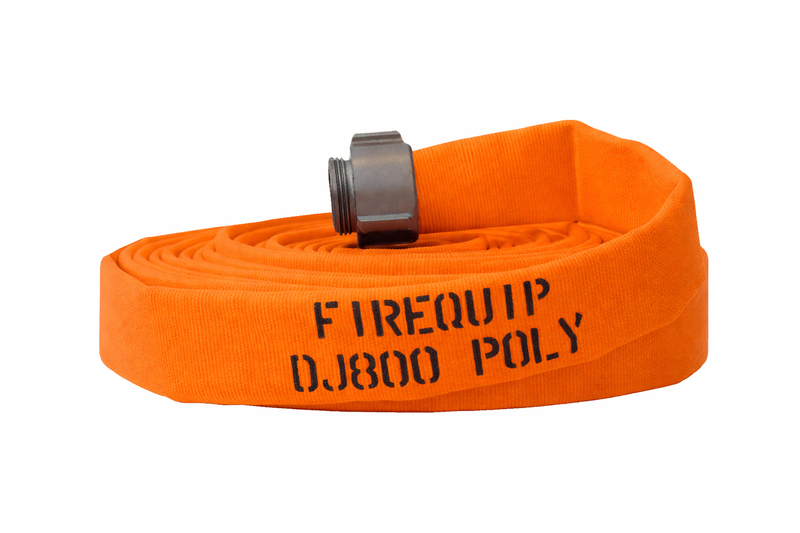 DJ25x25O25N by Snap-Tite | DJ800 Series | Double Jacket Polyester Fire Hose Assembly with EPDM Liner | 2-1/2" Hose I.D. | 2-1/2" Male NH x 2-1/2" Female NH Couplings | 400 PSI | Orange | 25ft Length