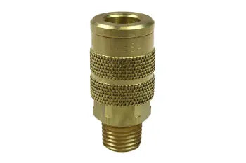 16X4M by Coilhose | CoilFlow™ Six Ball Automatic Interchange Coupler | Manual | 1/4" Body Size | 1/4" Male NPT Thread | Straight | Brass (Type 16)