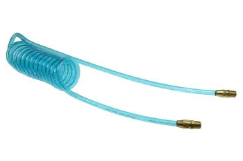 PR14-10-T by Coilhose | Flexcoil Air Hose | 1/4" Hose ID x 3/8" Hose OD | 1/4" Male NPT Reusable Rigid Fittings | Transparent Blue | Polyurethane | 10ft