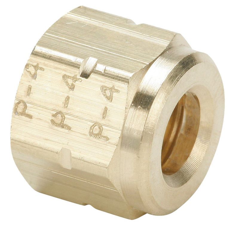61VL-6 by Parker | Vibra-Lok Fittings | 3/8" Nut x 5/8" Thread | 3/4" Hex | Straight | Brass | Pack of 50